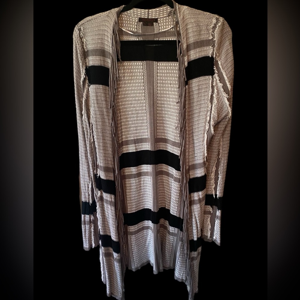 Grey/Black Cardigan with Fringe
